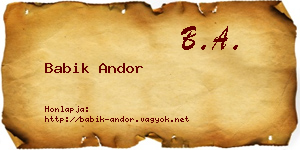Babik Andor névjegykártya